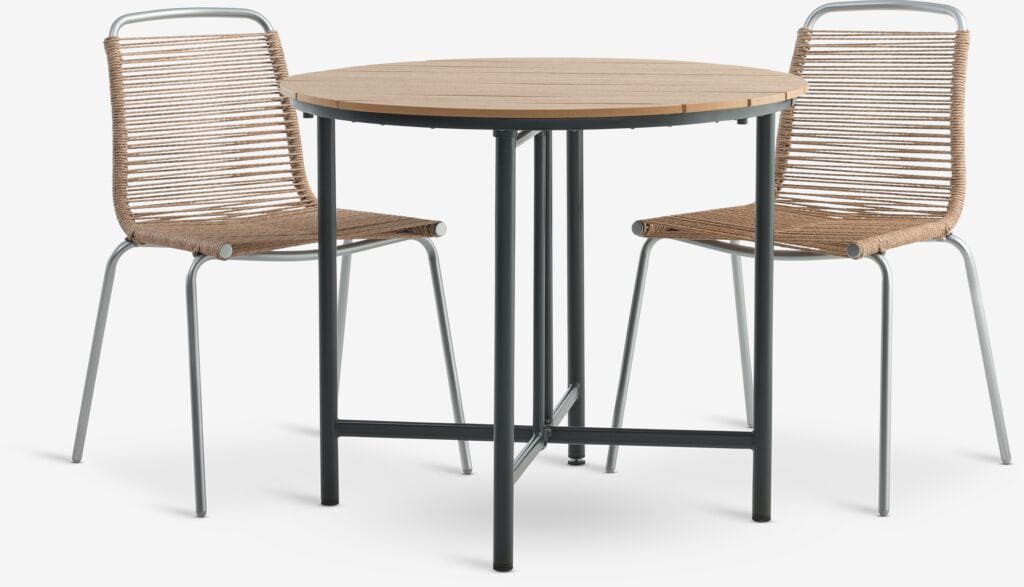 HOVVIG Bistro Set + 2 MIDDAGSBERGET Chairs - Natural