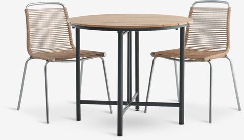 HOVVIG Bistro Set + 2 MIDDAGSBERGET Chairs - Natural
