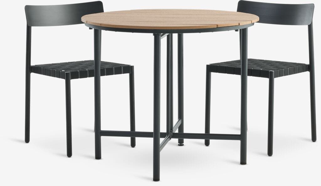 HOVVIG Bistro Set + 2 HAGLEBU Chairs - Black/Natural