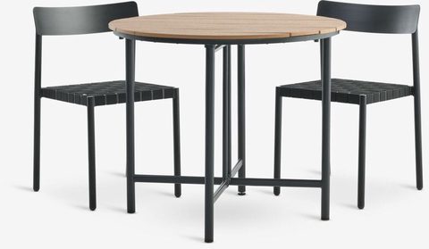 HOVVIG Bistro Set + 2 HAGLEBU Chairs - Black/Natural